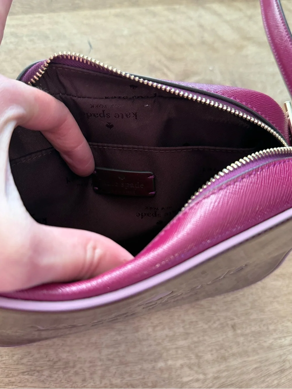 New Kate Spade Oh Snap Mini Camera Bag Dark Raspberry Multi